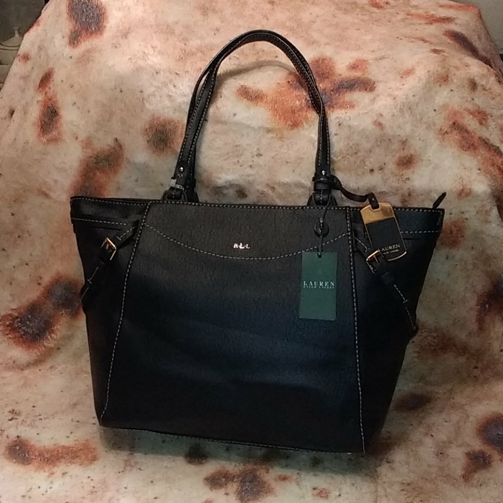 NWT Lauren Ralph Lauren Sheldon black tote
